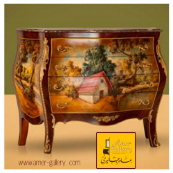 AMER Gallery for antique art and furniture showroom 
In Egypt 
Bombay chest with painting and drawers made by Amer Gallery factory
